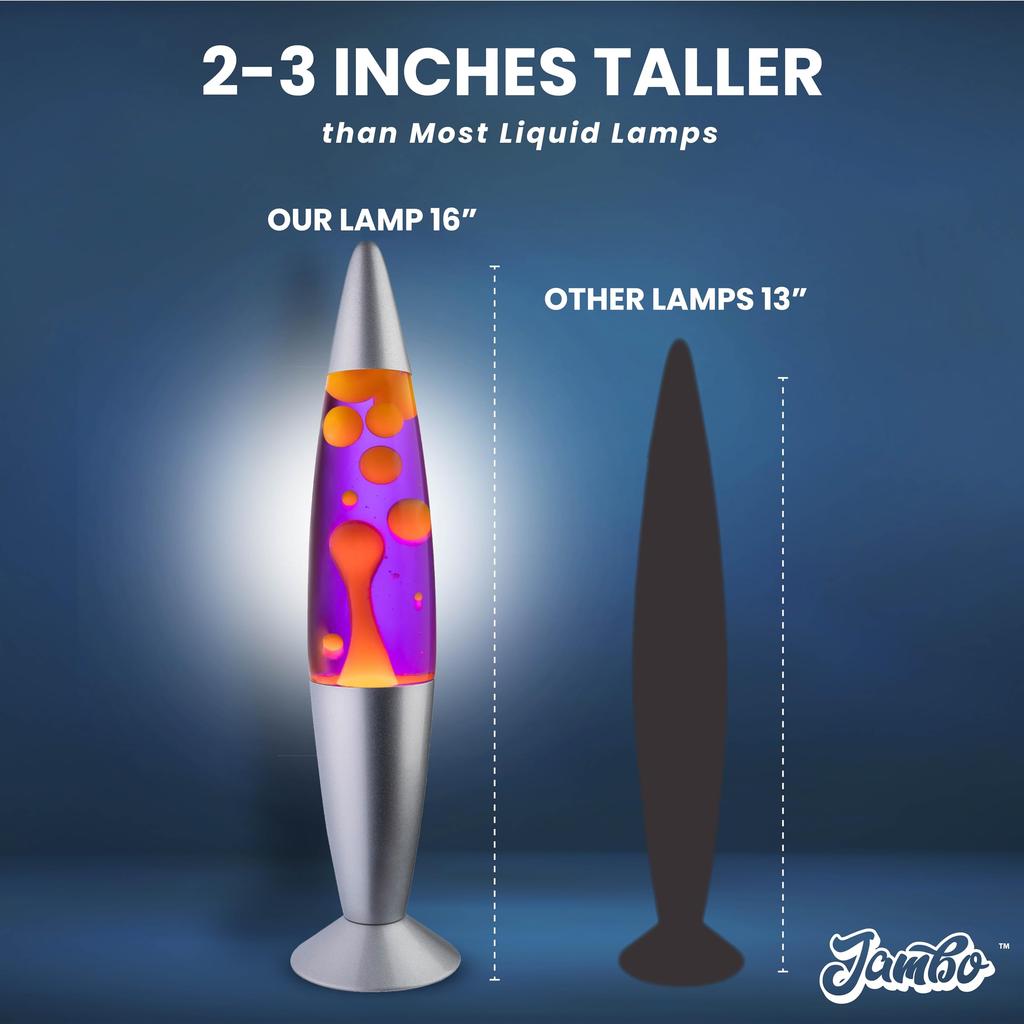 Джамбо 16-дюймовая жидкостная лампа с желто-оранжевым воском и фиолетовой жидкостью, красивая лампа с текущим лавообразным воском, развлечение для взрослых и детей
