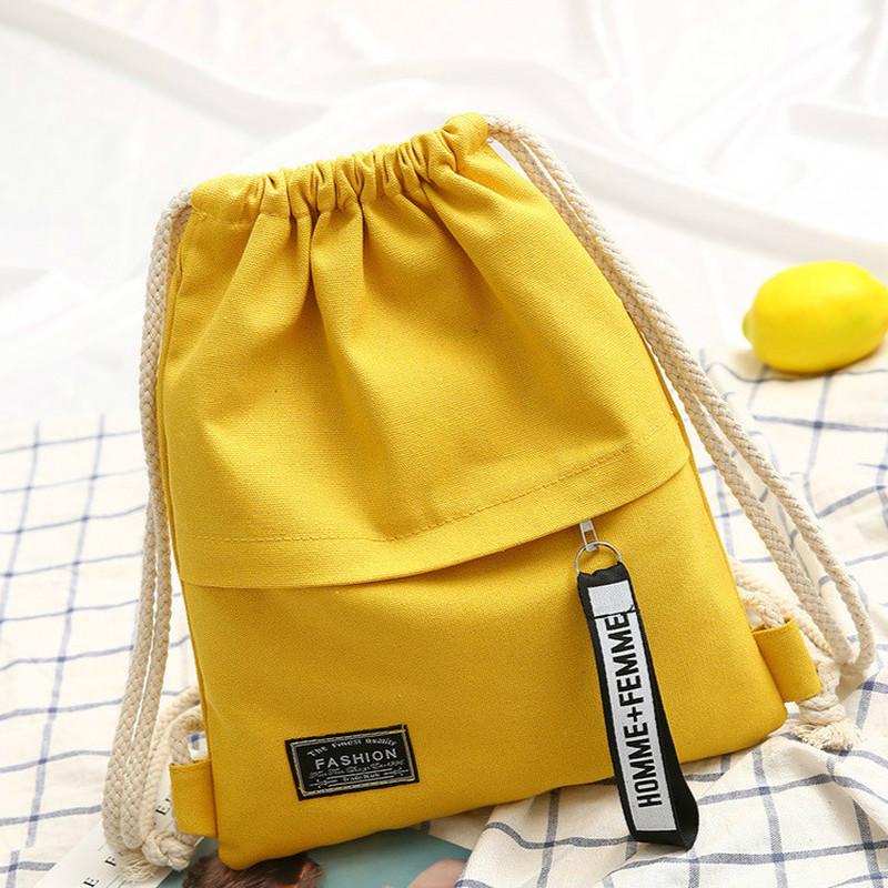 1PC New Fashion Canvas School Bags Drawstring Backpack Bag Portable Casual Backpack for Women Men Travel Backpack