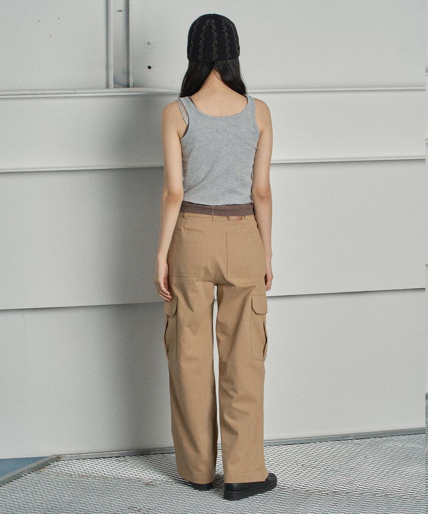 SWAYGLOW Solid Cargo Pants Beige