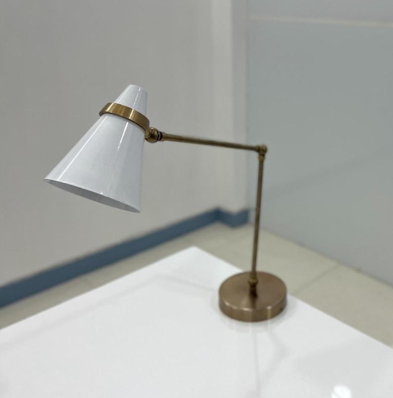 Table Lamp Swing Arm Adjustable Desk Lamps White Shade And Raw Brass Table Lamp Décor