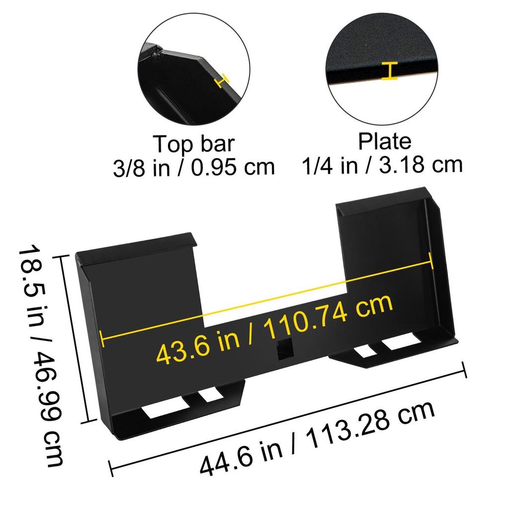 Universal Skid Steer Mount Plate 1/4" Thick Skid Steer Plate Attachment 3000LBS Weight Capacity Quick Attach Mount Plate Steel Adapter Loader Easy to
