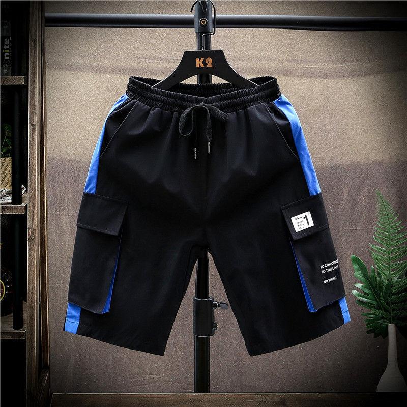 Шорты, мужские летние брюки с пятью точками, универсальные тонкие срезы, свободные прямые молодежные короткие комбинезоны