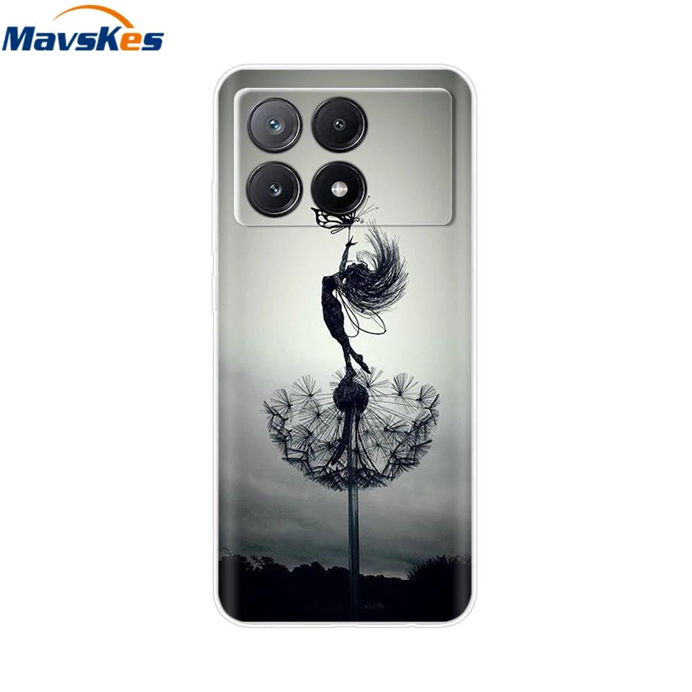 Чехол для Xiaomi Poco X6 Pro Мягкий окрашенный ТПУ чехол для телефона Для Xiomi Poco X6 PocoX6 Pro 5G Силиконовый чехол Цветочный Fundas Защитный