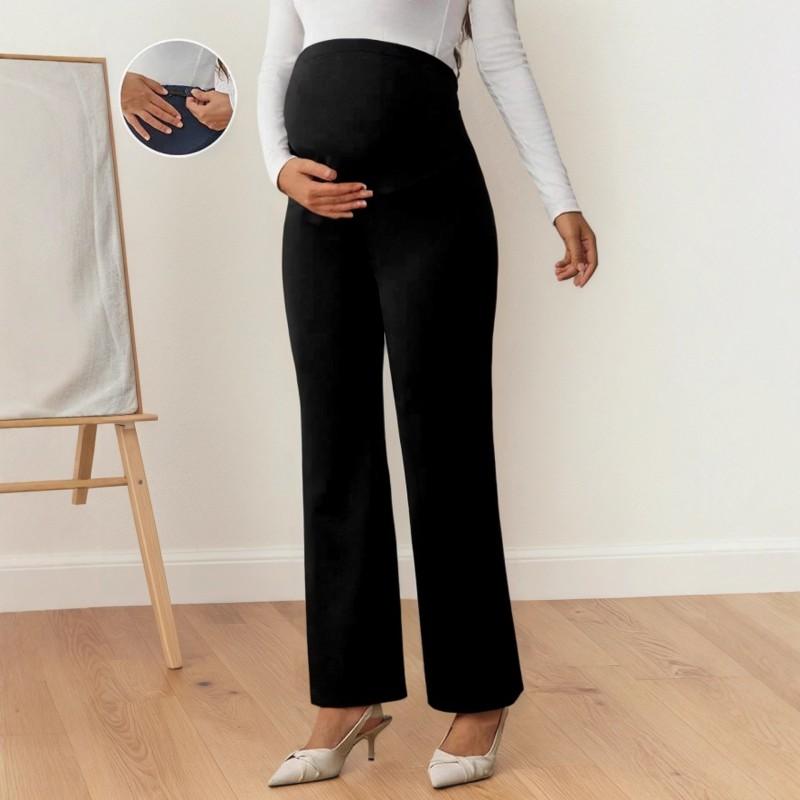Maternity Pants Belly Support Straight Leg Loose High Waist Wide Casual Trousers Daily Wear
