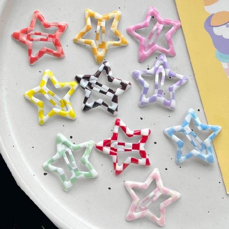 10 лотов Привлекательная решетчатая звезда Заколка для волос Детская Мультяшная Унисекс Зажим для волос для украшения причесок в различных ситуациях