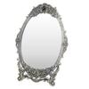 Retro Desktop Makeup Mirror Floral Embossed Beaded Edges Clear Image Functional Vintage Mirror