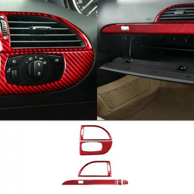 Для BMW 6 Серии M6 2004-2010 Красный Комплект Накладок на Панель Приборов из Углеродного Волокна