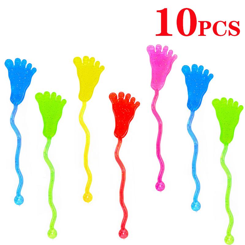 10/50Pcs Funny Sticky Hands Sensory Toy Palm Elastic Heart Foot Christmas Sticky Wall Climbing Squishy Toy For Kids Adult