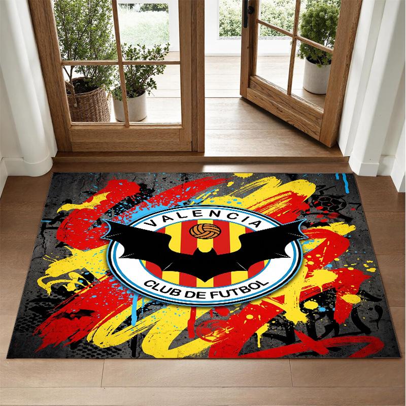 Valencia FC Design Crystal Velvet Rug Soft Decorative Mat for Bedroom Entrance