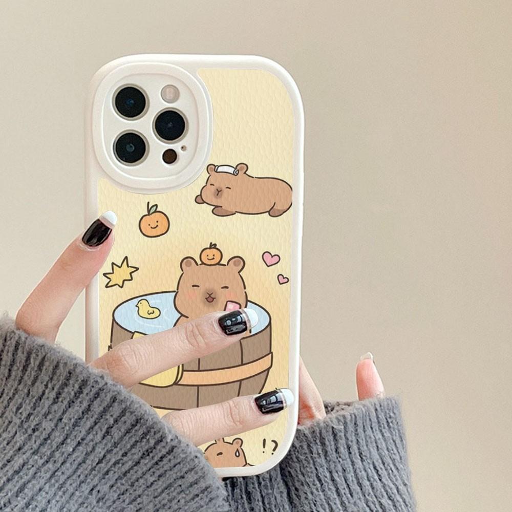 Мультяшная Капибара Чехол для Телефона Жесткая Кожа Для iPhone 16 15 14 13 12 Mini 11 14 Pro Max Xs X Xr 7 8 Plus Fundas