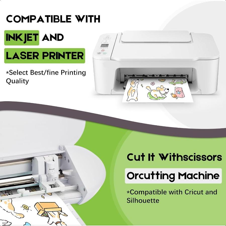 30 листов Премиальная печатная виниловая бумага для наклеек для струйных принтеров Матовая белая 8,5x11 дюймов Водостойкая и с яркими цветами Reta