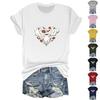 Women's Casual Printed T-Shirt Round Neck Pullover Short Sleeve Top