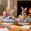 Easter Table Sign 2D Flat Acrylic Bunny Egg Tiered Tray Ornaments Spring Indoor Tabletop Centerpiece for Desktop Shelf Home Decor