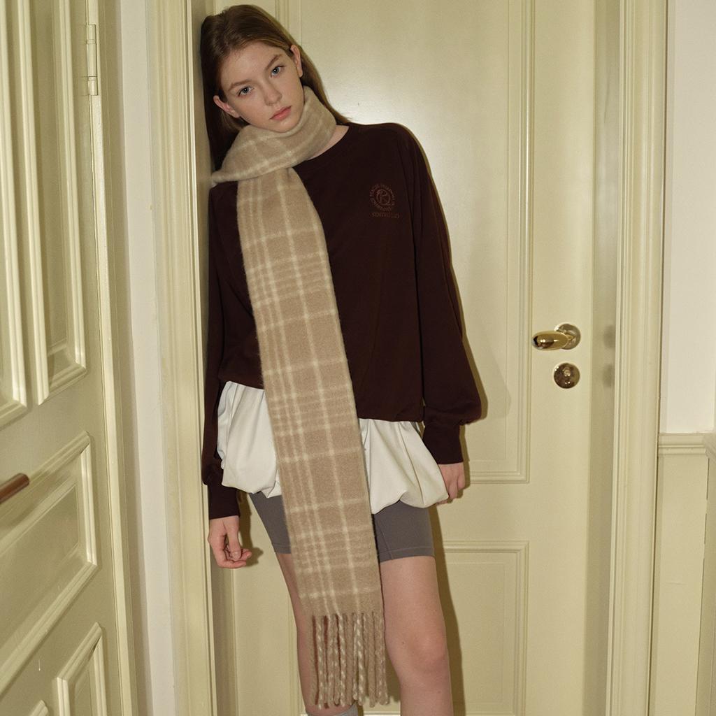 New Zealand Wool Blend Designer Red Plaid Scarf for Women Winter Korean Style Soft Scarf