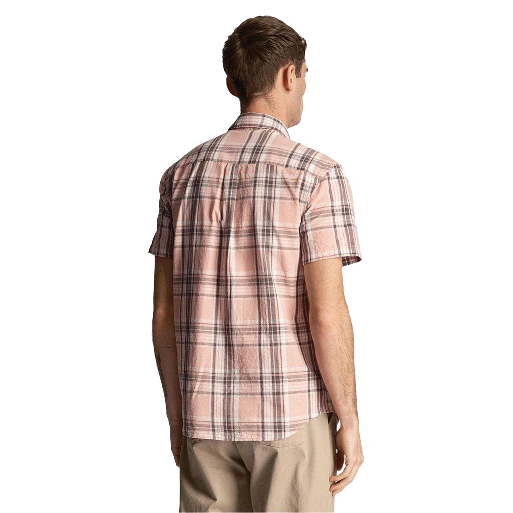 Lyle & Scott Mens Checked Linen Short-Sleeved Shirt