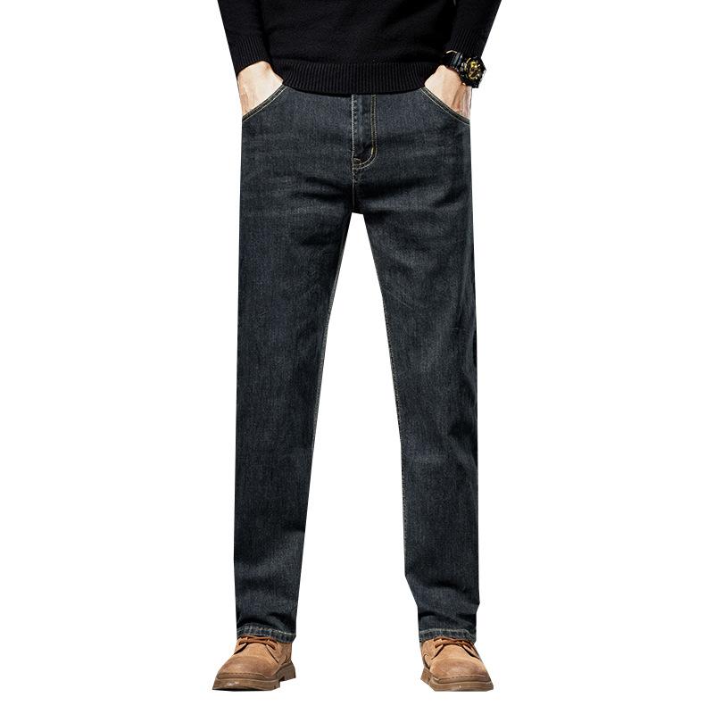 Джинсы для мужчин, Свободные, Прямые, Плотные, Эластичные, Business Casual, Универсальные, Плотные, Брюки для молодых мужчин