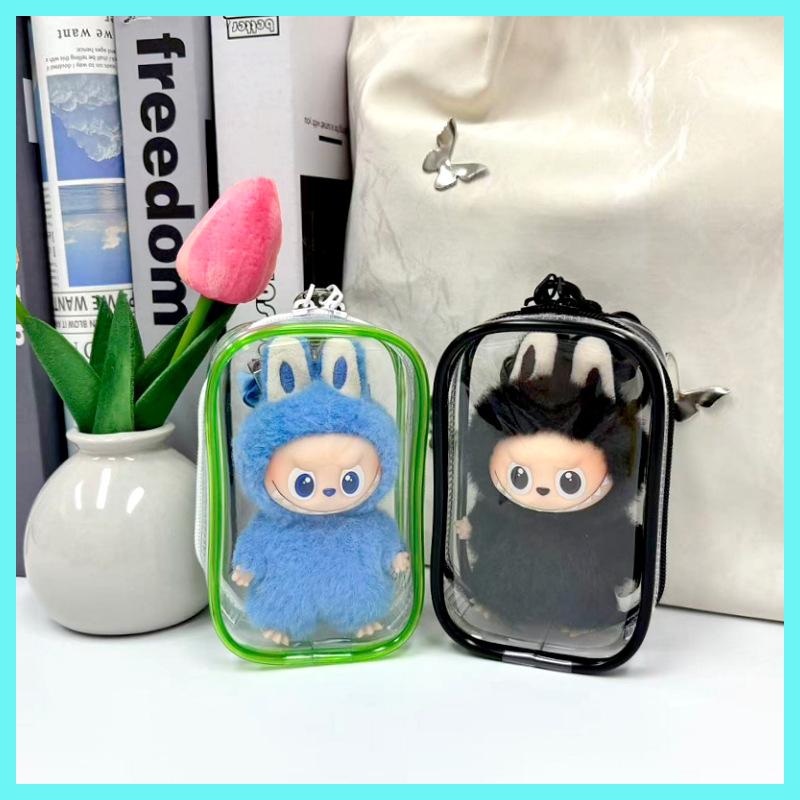 Labubu 4.0 Heart Bottom Password Fourth Generation Series Protective Cover Out Transparent PVC Baby Bag Small Square Bag Pendant