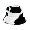 Autumn and Winter Hat Female Sweet Cute Cow Plush Bucket Hat Big Head Circumference Warm Thickened Plush Basin Hat Bucket Hat