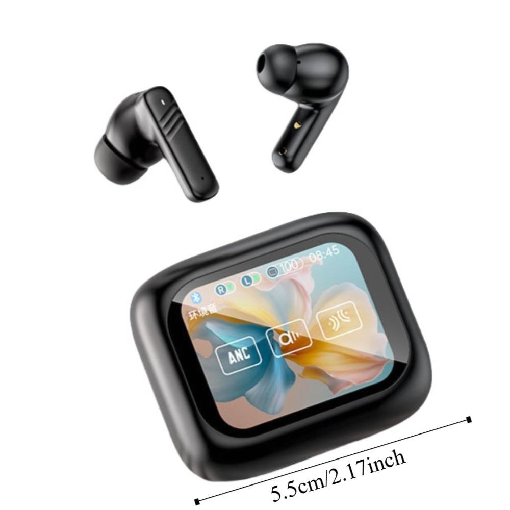 Bluetooth 5.4 Полноэкранные наушники Smart LCD с микрофоном ENC и ANC, Bluetooth-наушники-вкладыши с шумоподавлением