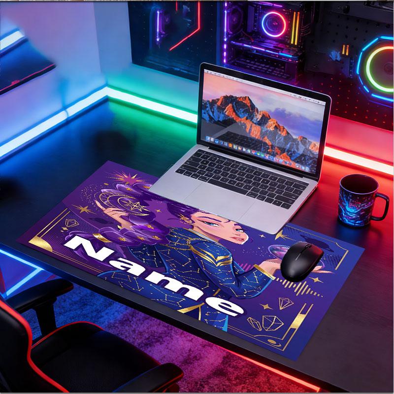 Custom Name Personalized Kpop Demon Hunter Pattern Mousepad, Laptop PC Desk Mat, Decorative Desk Mat for Home Keyboard Pad Gift