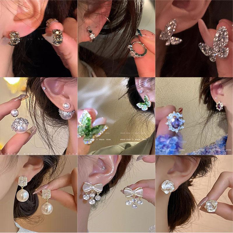 Popular Pearl Butterfly Earrings Women's Premium Sense Niche Light Luxury Silver Needle Earrings Ear Jewelry