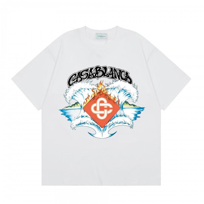 2026 Casablanca Print Loose Fit Cotton T-Shirt Men Youth Casual Wear