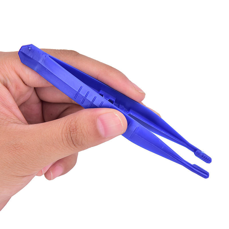 10Pcs Disposable Medical First Aid Tweezer Small Plastic Tweezers Blue