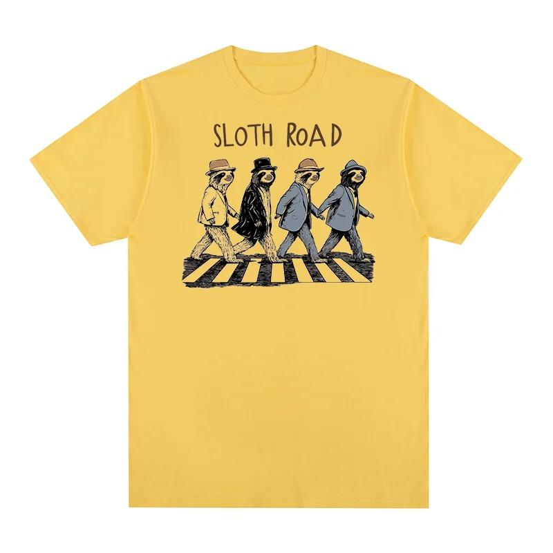 Футболка-пародия на Abbey Road со ленивцем, Винтажная футболка, Унисекс, Для фанатов The Beatles, Юмористическая уличная одежда, 100% хлопок, Повседневная футболка с коротким рукавом