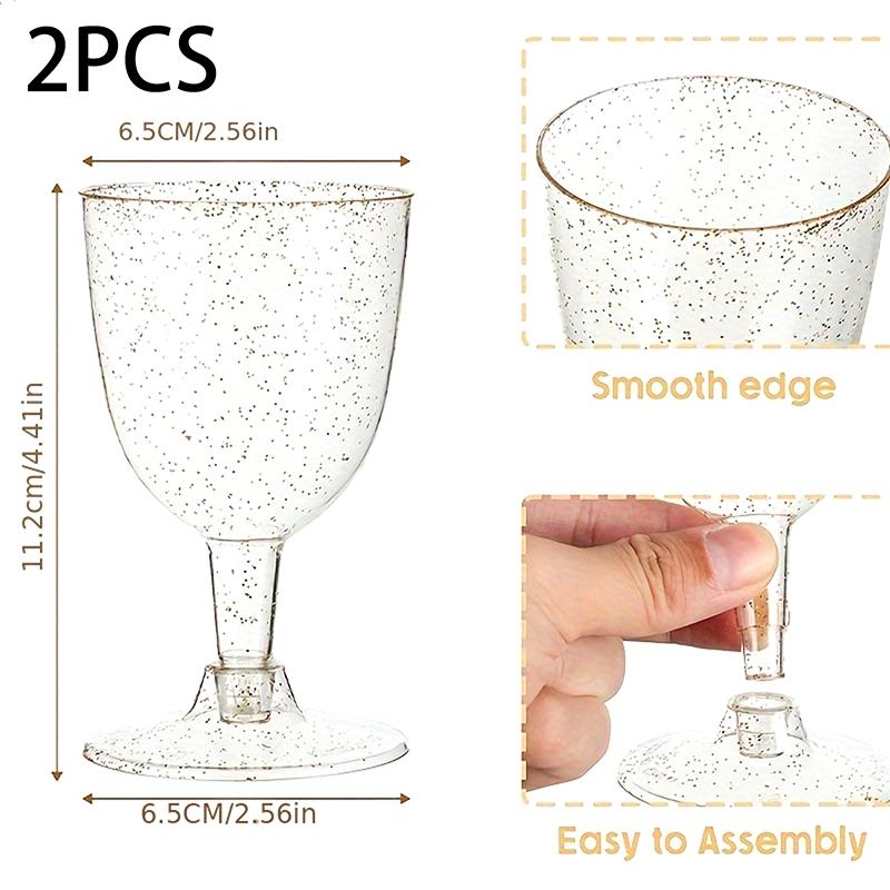 Прозрачный золотой пластиковый бокал для вина, пригодный для вторичной переработки, небьющийся винный бокал, одноразовые многоразовые стаканчики для шампанского