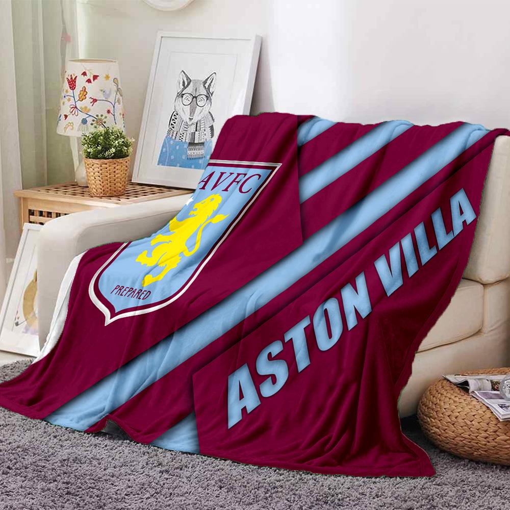 Aston Villa Crest Design Flannel Blanket, Soft Polyester, Modern Design, All-Season for Camping, Travel, Gifts for holidays or birthdays