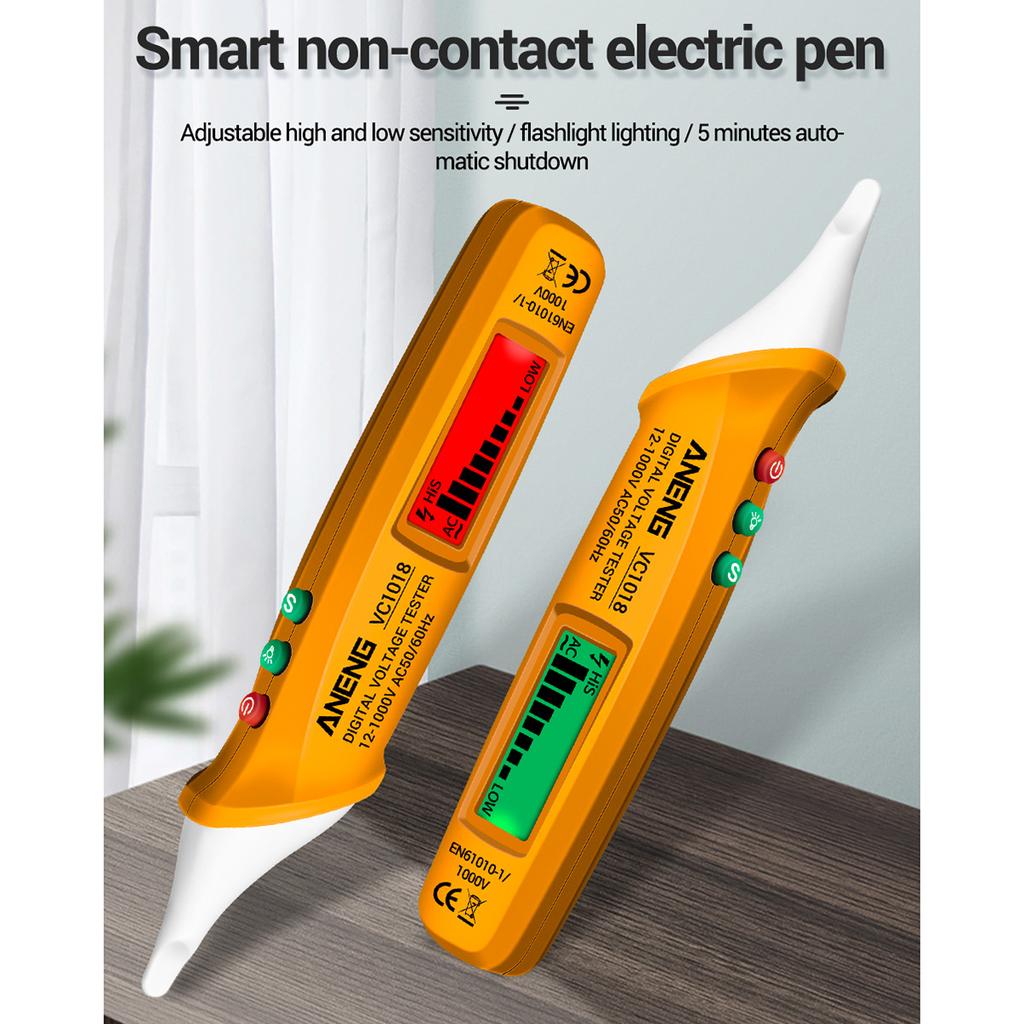 Aneng VC1018 Non-contact LCD Digital Voltage Tester 12V-1000V Multifunctional Pen Tester AC/DC