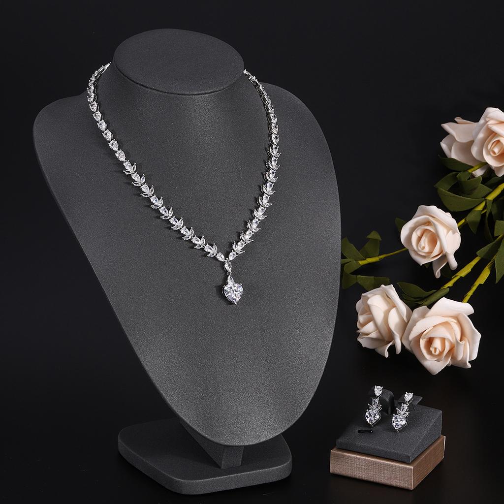 Ювелирные изделия в европейском и американском стиле, ожерелье с каплями воды из циркона, женственное свадебное платье, высококачественные свадебные украшения, комплект сережек-гвоздиков