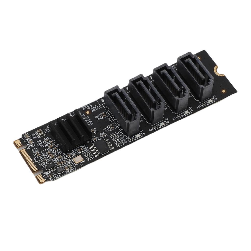 M.2 to Serial ATA3.0 Adapter Card ASM1166 M.2 M Key B Key PCI E 3.0 NVME Expansion Card with Smart Indicator Supports