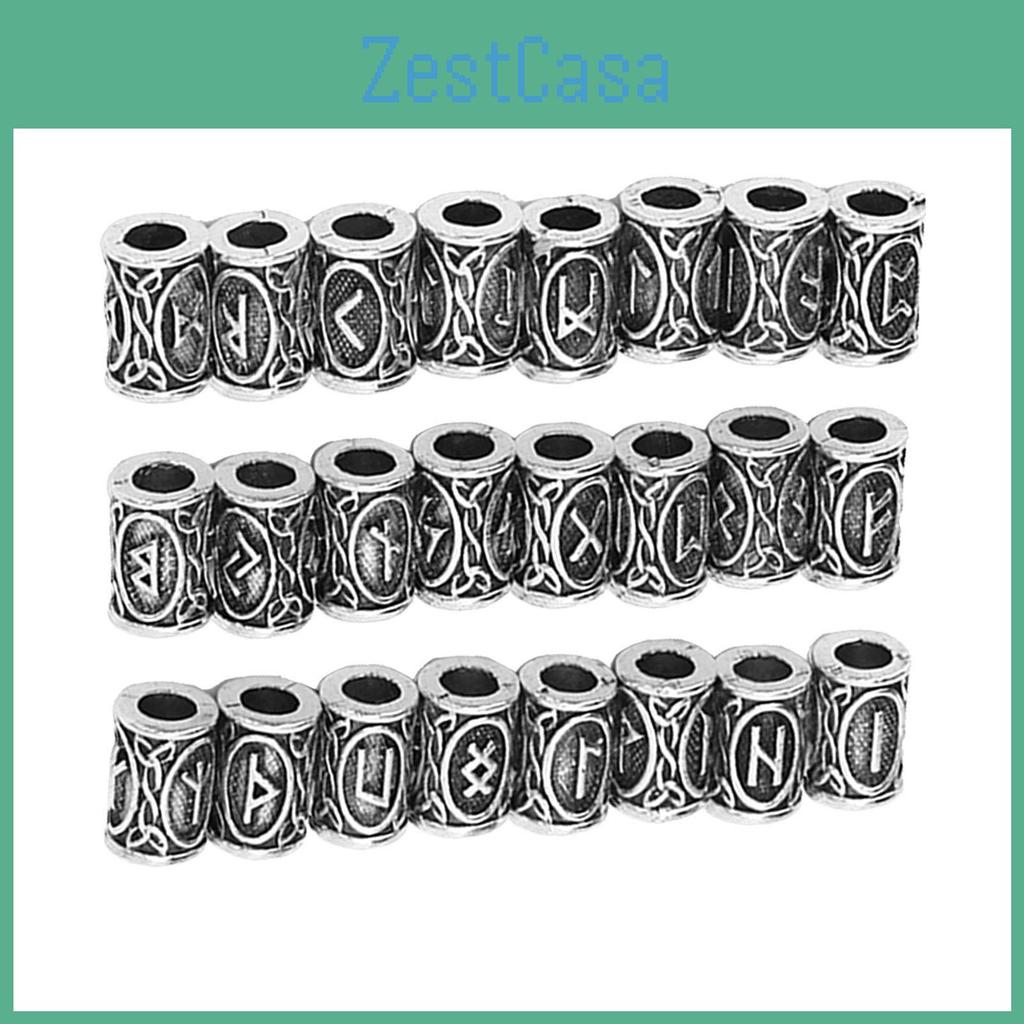 Alloy Hair Beard 24pcs Beads Unique Patterns Vintage Hair Braiding Beads Dreadlocks Accessories