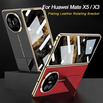 GKK Luxury Business Plating Leather Stand Folding Case для Huawei Mate X5 X3 Прозрачный экран Стекло Передний вращающийся кронштейн Ударопрочный защитный чехол