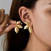 Модные серьги-гвоздики из нержавеющей стали золотого цвета с блестящей поверхностью в виде лепестков цветов и листьев для женщин, ювелирное украшение, подарок