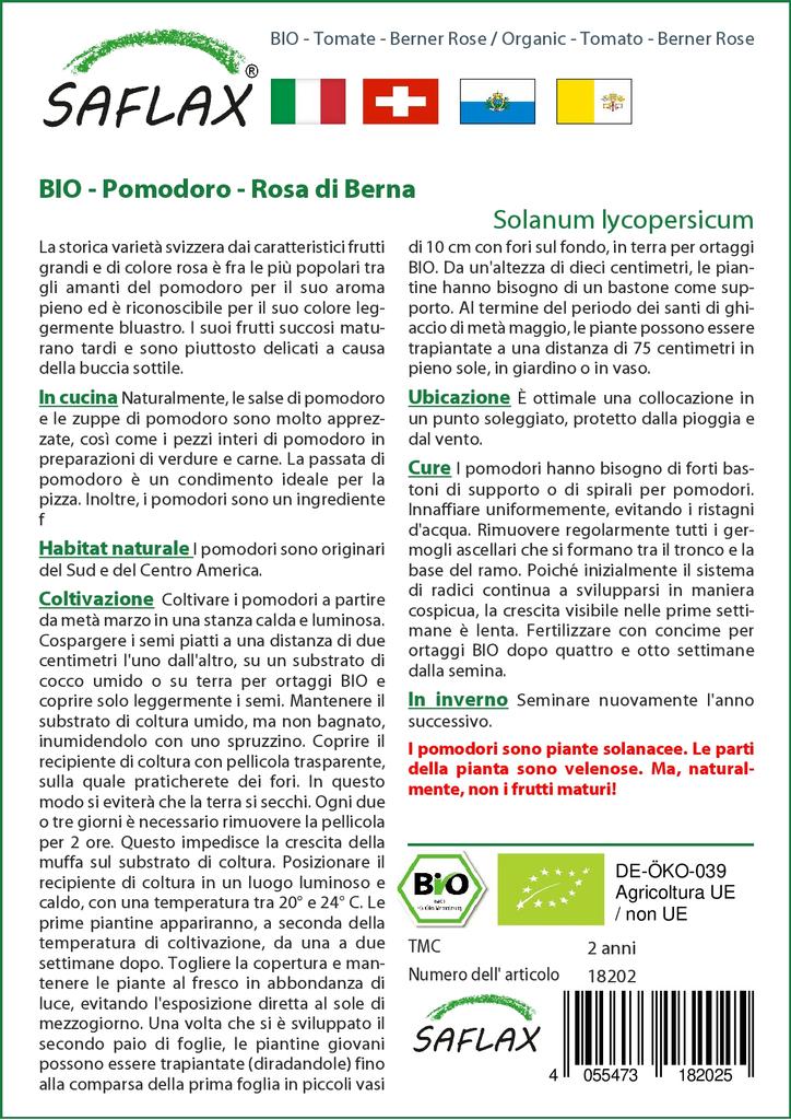 SAFLAX Garden in the Bag - Органический - Помидор - Роза Бернера - 10 семян - С субстратом в подходящем пакете - Solanum lycopersicum