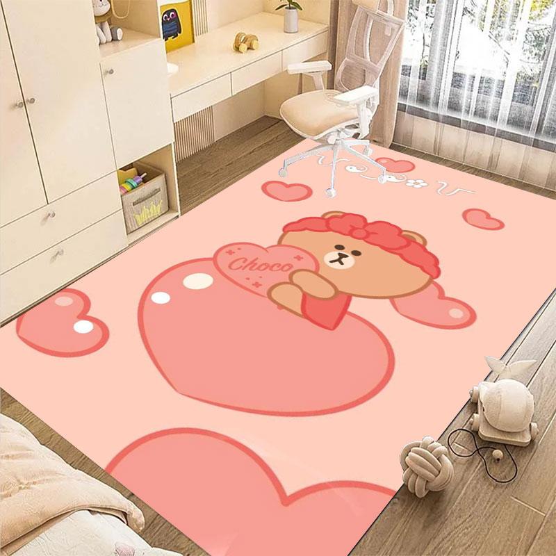 Non-slip decorative rug, cute cartoon welcome mat, Line Friends series pattern, a gift for friends and family.