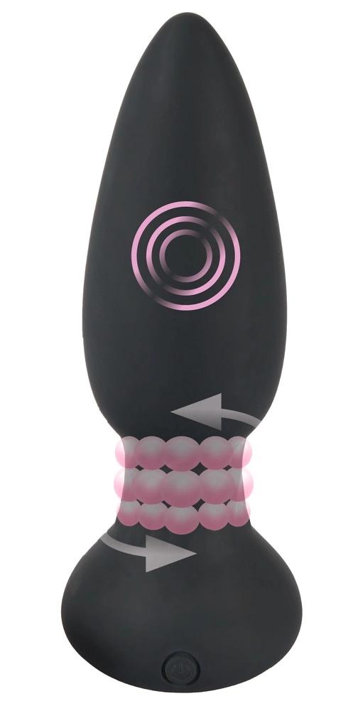 Black Velvets - Rotating Butt Plug with Remote Control 14 cm Black