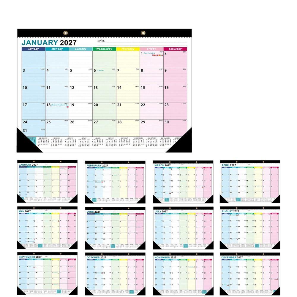 with Hanging Hole English Calendar 2027 Calendar Planner Agenda Planner Stationery Supplies