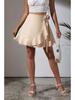 One Piece Lace Up Skirt High Waist Solid Color Ruffled Edge Short Skirt Cross-border Women's Clothing