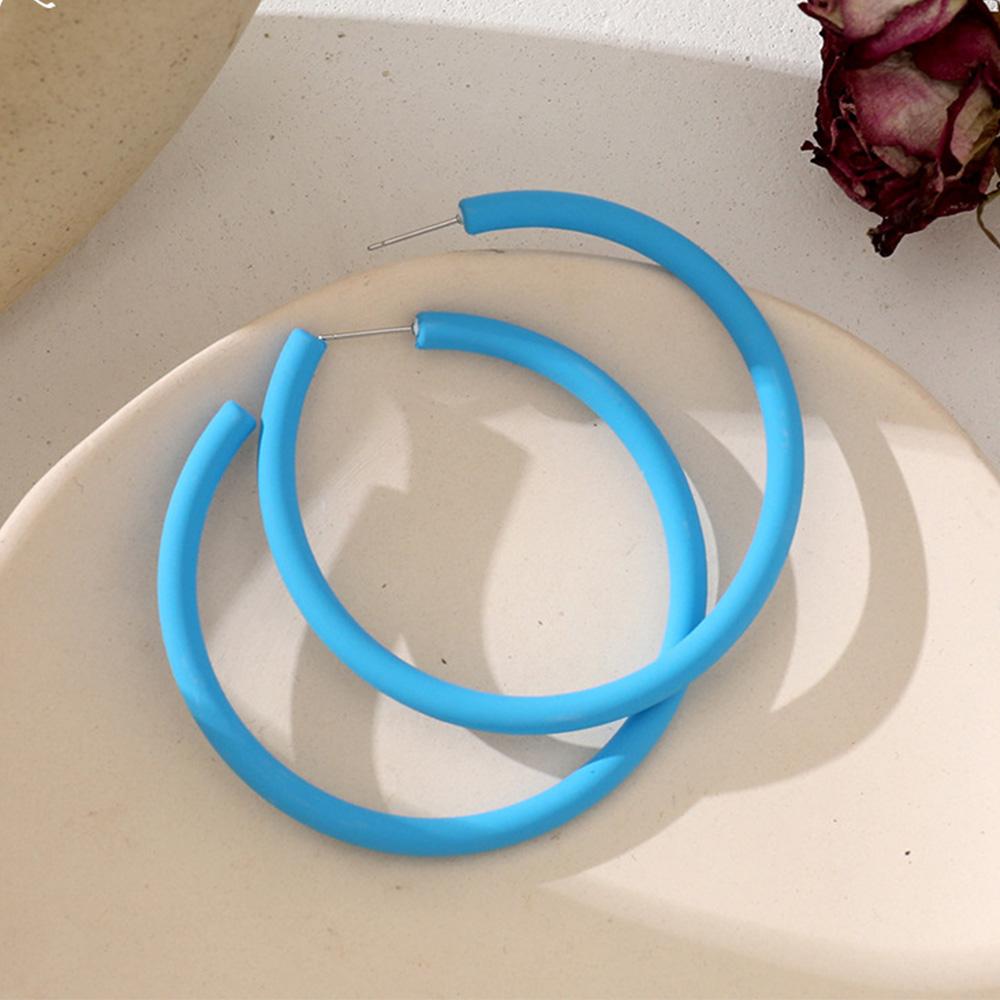 Women Simple Personality Candy Color Round C-shaped Women Jewelry Hoop Earrings Round Earrings