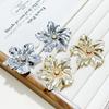 Simple Flower Stud Earrings, Fashionable Temperament Metal Cold Wind Multi-layer Diamond Stud Earrings