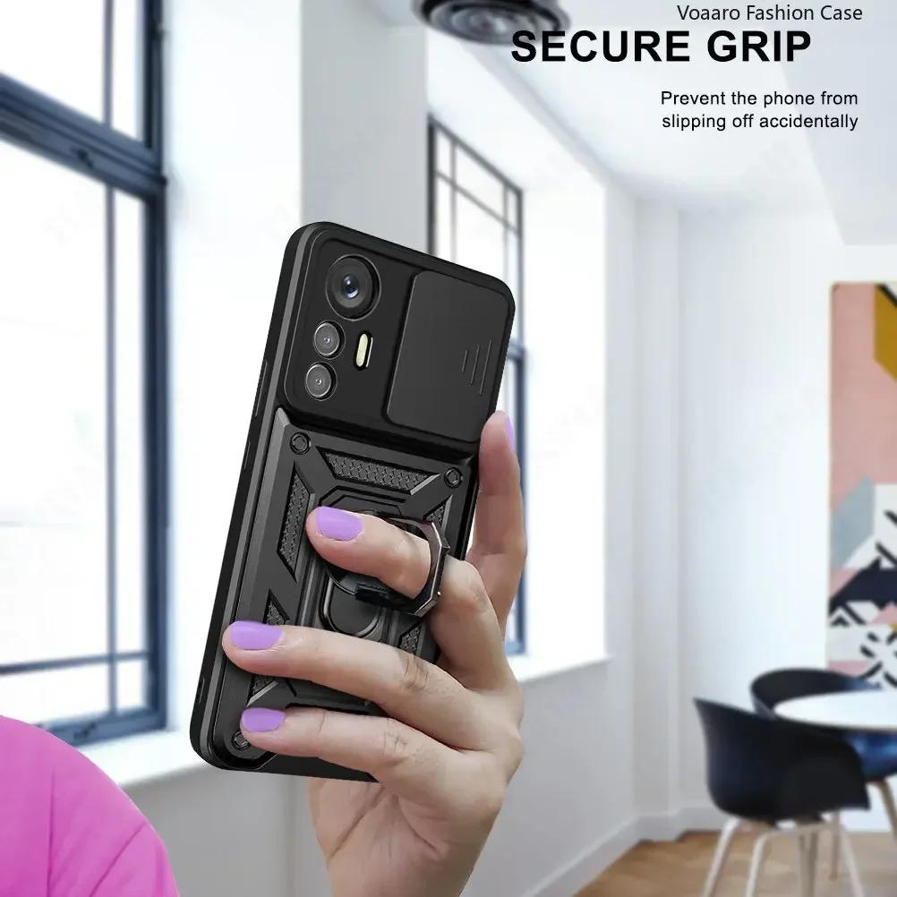 Слайд LEns Armor Funda для Redmi Note 12S 12 13 13C 4G Чехол для Xiaomi Redmi Note 13 POCO X6 Pro M4 5G M5 Чехол с кольцом-держателем