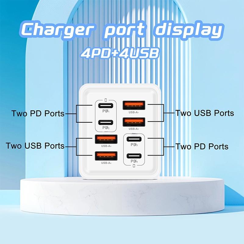 240 Вт Gan USB C Зарядное устройство 8 в 1 Быстрая зарядка Зарядное устройство для телефона Адаптер питания для телефона Type C EU/US Штекер Настенное зарядное устройство