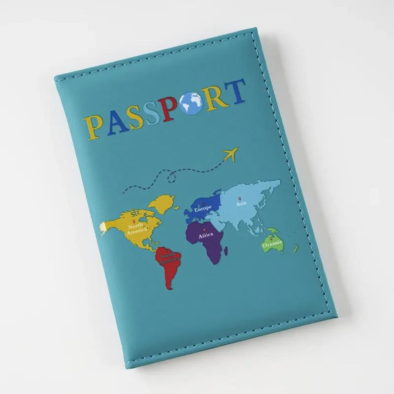New Color Letter Map Printed Passport Holder Passport Cover Ticket Clip Passport Wallet Travel Wallet ID Card Holder Unisex
