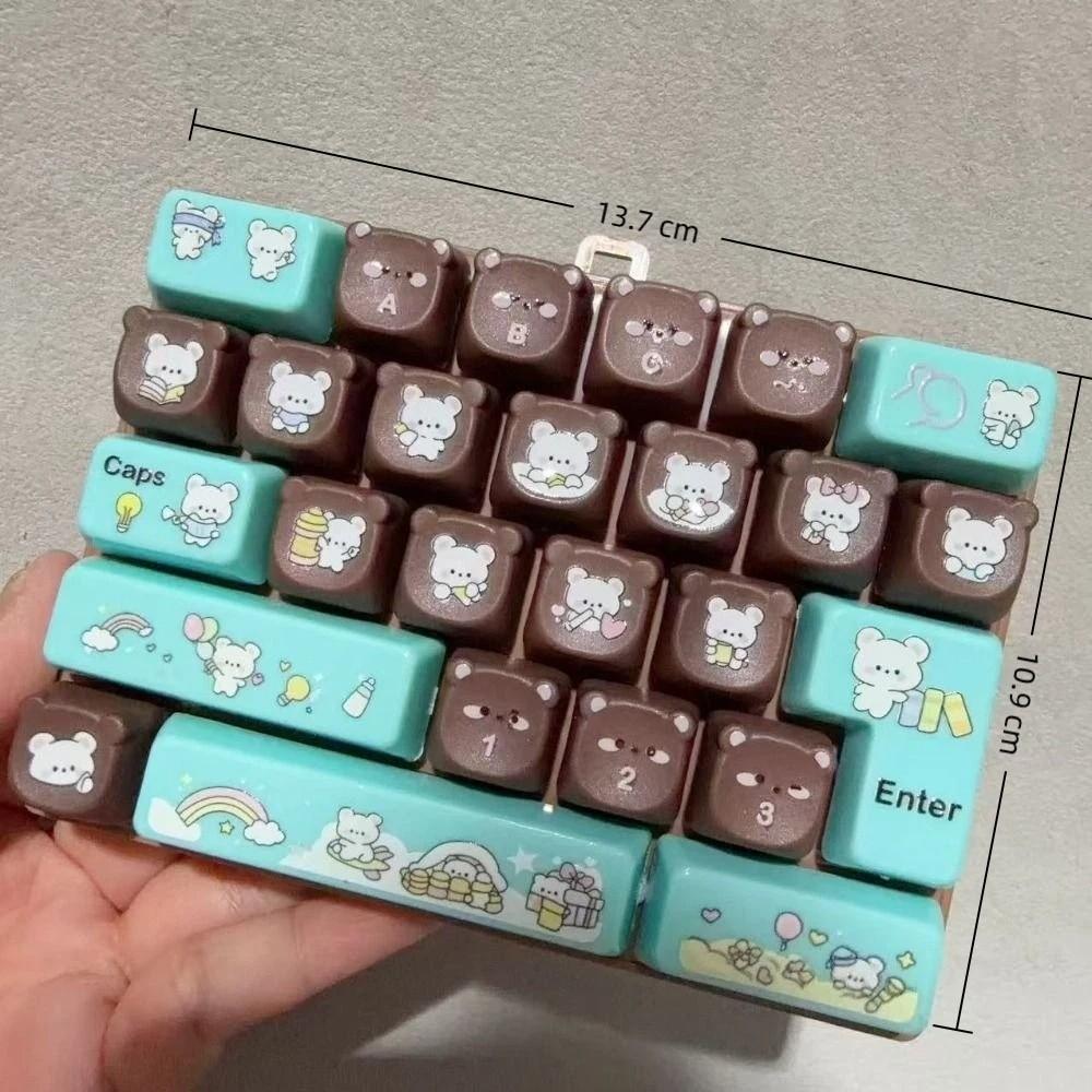 26 Keys Bear Print Mechanical Keyboard Cartoon Animal Patterns Clear Key Sounds Stress Relief Fidget Creative Gift
