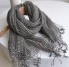 100% Linen Small Plaid Scaves Summer Spring Japanese Style Crepe Air Conditional Shawls Black White Check Weaved Pashmina Wraps