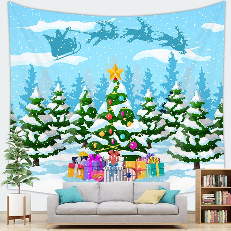 Рождественский снежный пейзаж Зимняя уличная серия Гобелен Настенный Гобелен