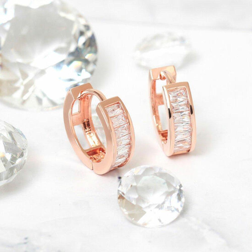 [] 14K Gf Ines Goldfield Pin Cubic Ring One-Touch Earrings